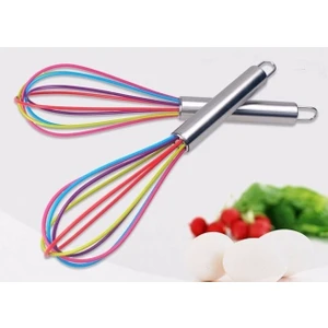 Silikon Çırpıcı Metal Saplı Renkli Çırpma Teli