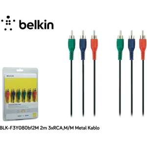 BLK-F3Y080BF2M 2m 3xrca,m-m Metal Kablo