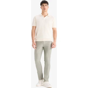 Yazlık Chino Kanvas Dokulu Pantolon Slim Fit Dar Kesim Cepli Dar Paça T1055AZ25SP