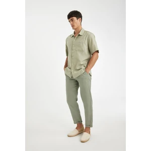 %100 Keten Normal Kesim Crop Duble Paça Yazlık Kumaş Pantolon C1826AX24SM