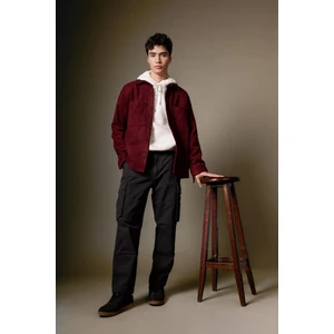 %100 Pamuk Pantolon Wide Leg Fit Geniş Kalıp Normal Bel Geniş Paça Kargo Cepli B1915AX24SP