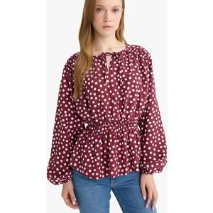 Regular Fit Bisiklet Yaka Puantiyeli Uzun Kollu Bluz E9920AX25AU