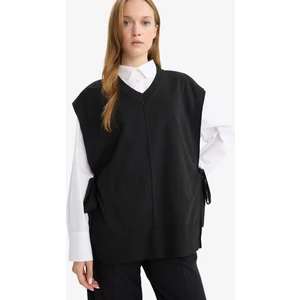 V Yaka Yandan Bağlamalı Triko Süveter F1100AX25AU