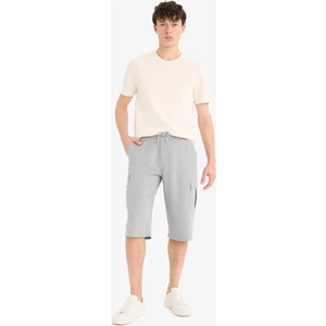 Slim Fit Dar Kesim Kargo Cepli Basic Düz Kapri Şort T4693AZ25SM