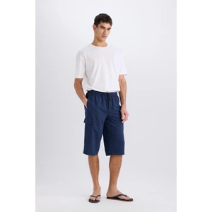 Long Fit File Astarlı Uzun Boy Kargo Cep Deniz Şortu E0905AX25HS