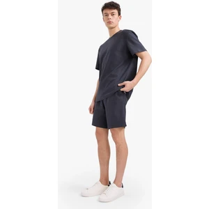 %100 Pamuk Relax Fit Twill Dokulu Cepli Şort