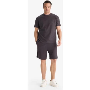 %100 Pamuk Relax Fit Twill Dokulu Cepli Şort E2590AX25SM