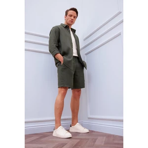 %100 Keten Regular Fit Yazlık Bermuda Şort