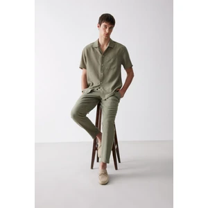 Relax Fit Rahat Kesim Kısa Paça Keten Görünümlü Yazlık Kumaş Pantolon E4790AX25SM