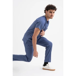 Uçak İş Giyim Sisli Mavi Core-Flex Erkek Likralı Cerrahi Takım