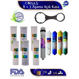 Tüm Açık Kasalar Için Filtre Seti 1.5 Yıllık (Orjinal Yeni Seri) 8+3 Aşamalı, Anahtar Hediyeli Su Arıtma Filtresi