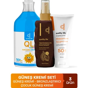 Quality Life Ql 50 Faktör Güneş Kremi Seti ( Güneş Kremi , Bebek Güneş Kremi, Bronzlaştırıcı Yağ ) 3 Güneş Ürünü