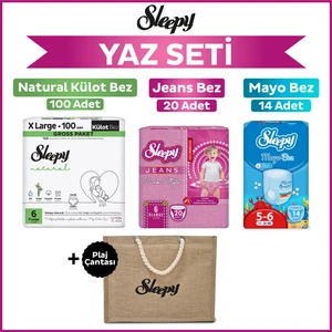 6 Numara Xlarge Natural Gross 100+MAYO Bez 14+Pink Jeans Külot Bez 20+Plaj Çantası