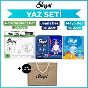 4 Numara Maxi Natural Gross 100+MAYO Bez 20+Jeans Külot Bez 30+Plaj Çantası