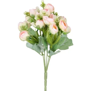 Yapay Mini Gonca Şakayık Gül Demeti 32 cm Açık Pembe