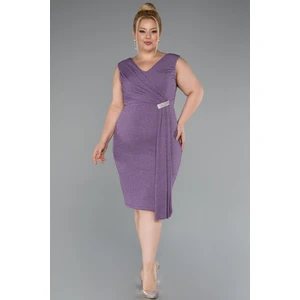 Kolsuz V Yaka Simli Midi Büyük Beden Abiye ABK1752