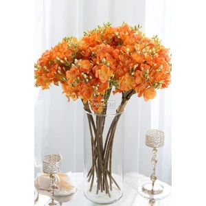 Lüx Garnitürlü Yasemin Çiçeği Buketi 4 Dallı 40 cm Turuncu