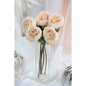 Yapay Çiçek Deposu Yapay Lüx Islak Şakayık Somon-Krem Renkli Demet 45 cm Uzun Ömürlü