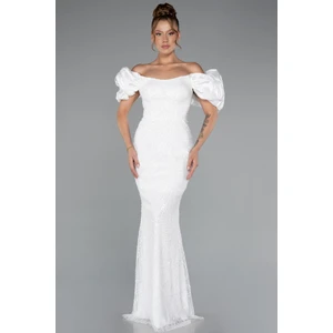 Kısa Kol Boncuklu Uzun Taşlı Balık Abiye ABU4509