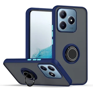 Realme C61 Uyumlu Kılıf Montreal Yüzüklü Mıknatıslı Kamera Korumalı Silikon Lacivert