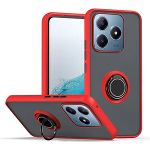 Realme C61 Uyumlu Kılıf Montreal Yüzüklü Mıknatıslı Kamera Korumalı Silikon Kırmızı