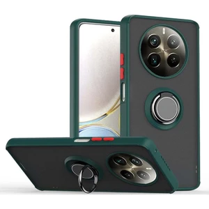 Realme 12 Pro Uyumlu Kılıf Montreal Yüzüklü Mıknatıslı Kamera Korumalı Silikon Koyu Yeşil