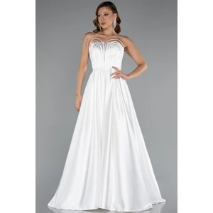 Straplez Uzun Saten Abiye Elbise ABU5105