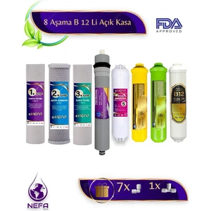 Tüm Açık Kasalara Uyumlu Ph8 B 12 Destekli 8 Aşamalı Su Arıtma Filtre Seti