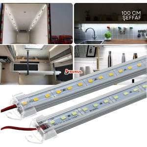 2 Adet Alüminyum Kasalı 5630 Bar LED 12 Volt Beyaz 100 cm Şeffaf Karavan Tekne Otomobil SB-6551