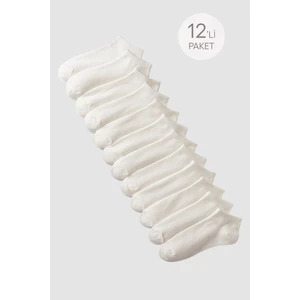 Unisex 12'li Basic Step Çorap Ekru