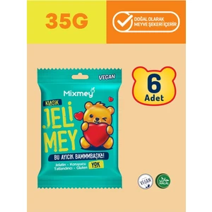 Jelimey Klasik 6 Adet x 35 gr (Jelatinsiz Doğal Klasik Lezzet Gummy Bear - Ayıcık )
