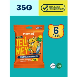 Jelimey Tropik 6 Adet x 35 gr (Jelatinsiz Doğal Tropik Lezzet Gummy Bear - Ayıcık)