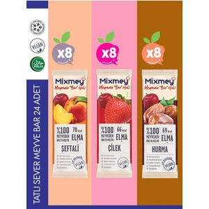 Tatlı Sever Meyve Barı – 24 Adet | Sağlıklı Atıştırmalıklar – Vegan, Glutensiz (20GR X 24 ADET)
