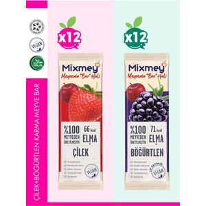 Çilek Böğürtlen Karma Meyve Barı 24 Adet | Sağlıklı Atıştırmalıklar Vegan, Glutensiz 20gr X 24 Adet