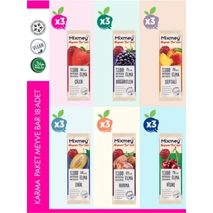 Karma 3 Meyve Bar 18 Adet | Sağlıklı Atıştırmalıklar – Vegan, Glutensiz, Koruyucusuz 20gr X 18 Adet
