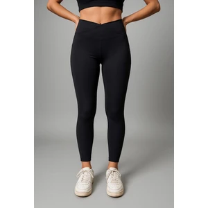 Kadın Siyah TAYT-P2149 Düz Desenli Yüksek Bel Spor Tayt Dar Paça Kesim ile Konfor