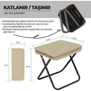 Katlanır Tabure Taşınabilir Kamp Taburesi Pratik Tabure