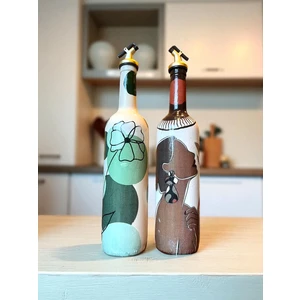 Mes Reves Design Küpeli Yerli Kadın ve Bohem Desenli Özel Tasarım Yağdanlık-Sirkelik Sosluk Seti- Ev ve Mutfak Dekoru