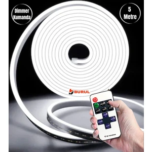 5 Metre Beyaz Işık Esnek Neon LED Şerit Dimmer Kumandalı Dekoratif Aydınlatma Seti SB-6537