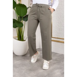 Beli Lastikli Keten Pantolon - Haki / A0104