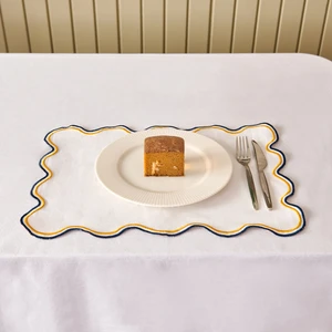 Soft Nonna Amerikan Servis - Hardal / Mavi - 30X50 cm
