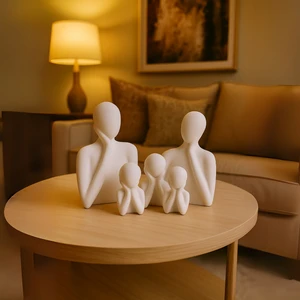 Soyut Aile Heykeli Seti – El Yapımı Modern Biblo | 2, 3, 4 Çocuklu Aile Figürleri | Minimalist Dekoratif Aksesuar