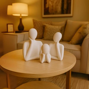 Soyut Aile Heykeli Seti – El Yapımı Modern Biblo | 2, 3, 4 Çocuklu Aile Figürleri | Minimalist Dekoratif Aksesuar