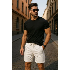 Erkek Beli Lastikli Bağcık Detaylı Şort