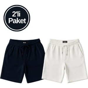 Erkek Beli Lastikli 2'li Paket Şort