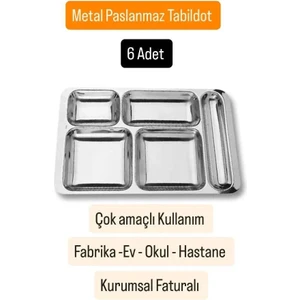 Becen House Paslanmaz Çelik Tabildot Tabağı 5 Gözlü 6 Adet Tabildot Tabilot Tablot Tabak
