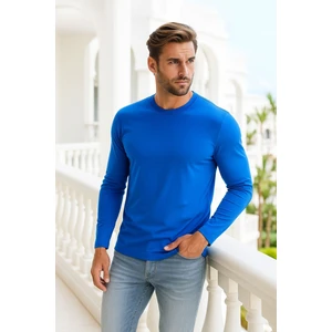 Erkek Uzun Kollu Bisiklet Yaka Tişört - %100 Pamuk Basic Relaxed T-Shirt