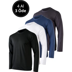 Erkek 4'lü Paket Basic Uzun Kollu Tişört Sporcu Body T-Shirt