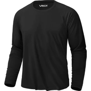 Erkek Siyah Basic Uzun Kollu Tişört Sporcu Body T-Shirt