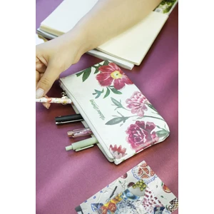 Yassı Kalem-Makyaj Çantası 20x11cm Beyaz